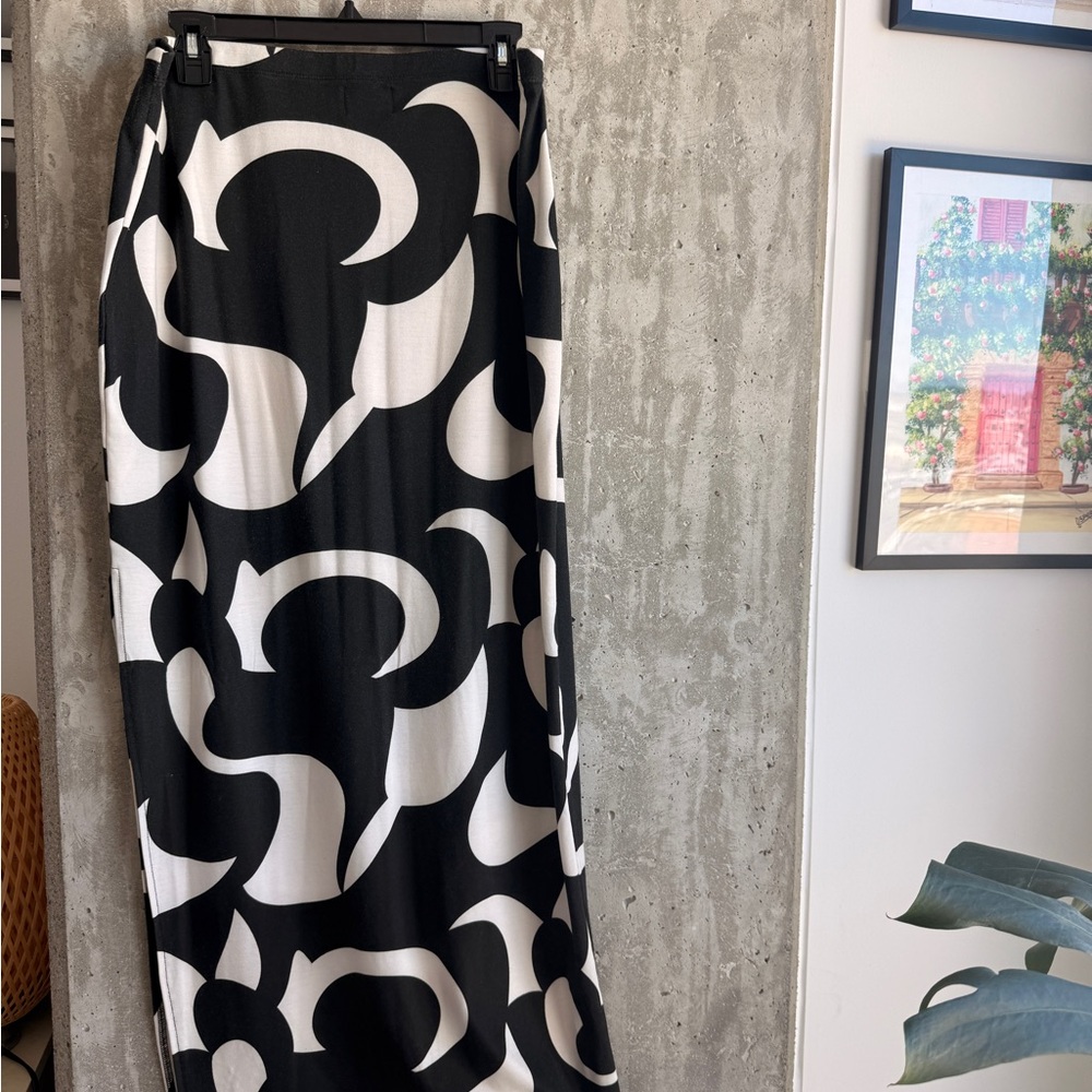 ASOS Black and White Abstract Maxi Skirt